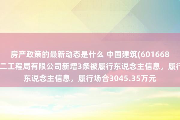 房产政策的最新动态是什么 中国建筑(601668)控股的中国建筑第二工程局有限公司新增3条被履行东说念主信息，履行场合3045.35万元