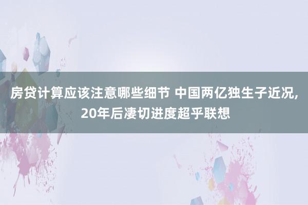 房贷计算应该注意哪些细节 中国两亿独生子近况, 20年后凄切进度超乎联想