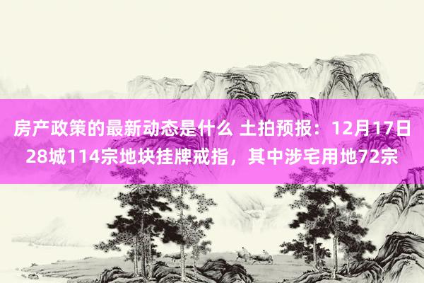 房产政策的最新动态是什么 土拍预报：12月17日28城114宗地块挂牌戒指，其中涉宅用地72宗