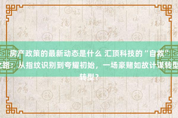 房产政策的最新动态是什么 汇顶科技的“自救”之路：从指纹识别到夸耀初始，一场豪赌如故计谋转型？