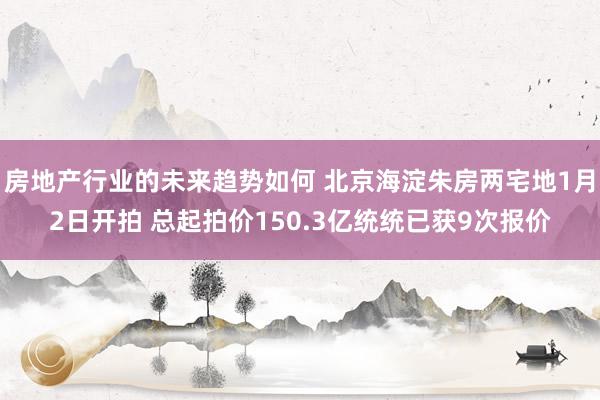 房地产行业的未来趋势如何 北京海淀朱房两宅地1月2日开拍 总起拍价150.3亿统统已获9次报价