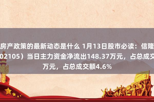 房产政策的最新动态是什么 1月13日股市必读：信隆健康（002105）当日主力资金净流出148.37万元，占总成交额4.6%