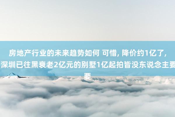 房地产行业的未来趋势如何 可惜, 降价约1亿了, 深圳已往黑衰老2亿元的别墅1亿起拍皆没东说念主要