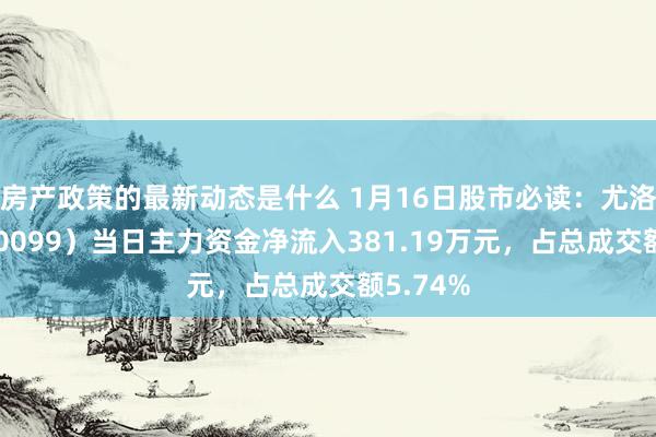 房产政策的最新动态是什么 1月16日股市必读：尤洛卡（300099）当日主力资金净流入381.19万元，占总成交额5.74%