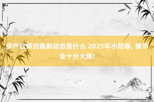 房产政策的最新动态是什么 2025年小阳春, 楼市会十分火爆!