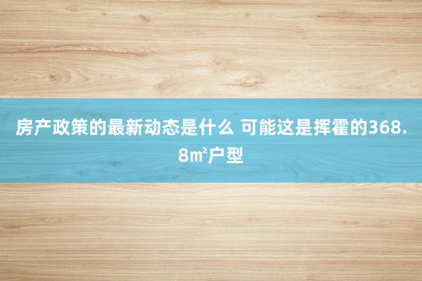 房产政策的最新动态是什么 可能这是挥霍的368.8㎡户型