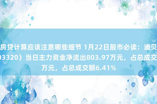 房贷计算应该注意哪些细节 1月22日股市必读：迪贝电气（603320）当日主力资金净流出803.97万元，占总成交额6.41%