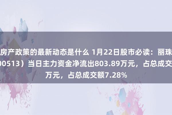 房产政策的最新动态是什么 1月22日股市必读：丽珠集团（000513）当日主力资金净流出803.89万元，占总成交额7.28%