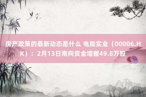 房产政策的最新动态是什么 电能实业（00006.HK）：2月13日南向资金增握49.8万股