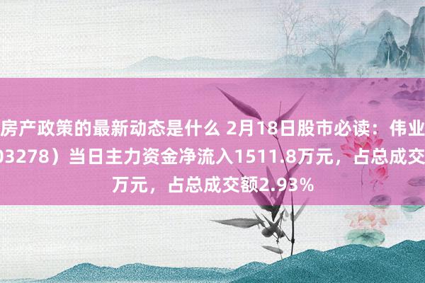 房产政策的最新动态是什么 2月18日股市必读：伟业股份（603278）当日主力资金净流入1511.8万元，占总成交额2.93%