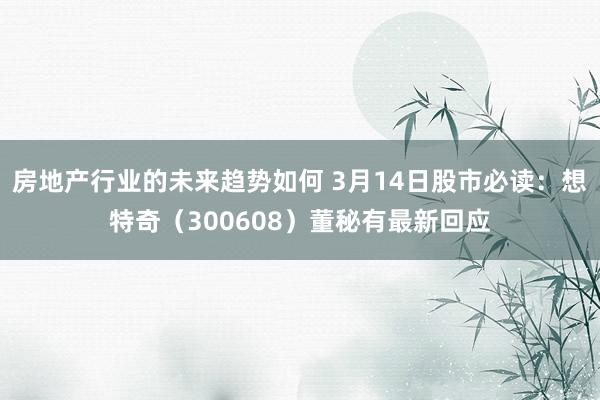 房地产行业的未来趋势如何 3月14日股市必读：想特奇（300608）董秘有最新回应